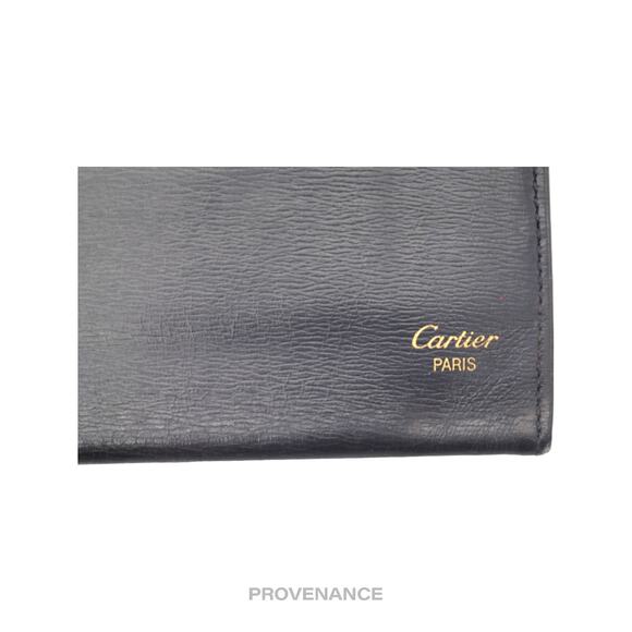 🔴 Cartier Saphir Cardholder Wallet - Navy Blue Leather - Picture 6 of 7